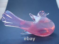 Archimede Seguso Murano Art Glass Rare Opalescent Pink Dove Love Bird