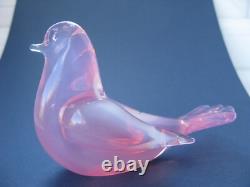Archimede Seguso Murano Art Glass Rare Opalescent Pink Dove Love Bird