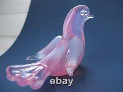 Archimede Seguso Murano Art Glass Rare Opalescent Pink Dove Love Bird
