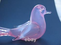 Archimede Seguso Murano Art Glass Rare Opalescent Pink Dove Love Bird