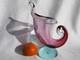 Archimede Seguso Murano Art Glass Rare Pink & Aqua Blue Cornucopia Shell vase