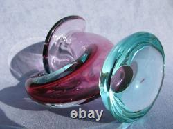 Archimede Seguso Murano Art Glass Rare Pink & Aqua Blue Cornucopia Shell vase