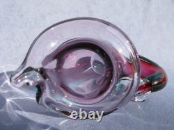 Archimede Seguso Murano Art Glass Rare Pink & Aqua Blue Cornucopia Shell vase