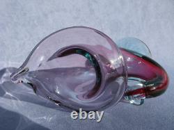 Archimede Seguso Murano Art Glass Rare Pink & Aqua Blue Cornucopia Shell vase