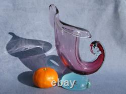Archimede Seguso Murano Art Glass Rare Pink & Aqua Blue Cornucopia Shell vase