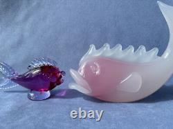 Archimede Seguso Murano Art Glass White Pink Alabastro Sfumato Fume Large Fish Archimede Seguso Murano Art Glass White Pink Alabastro Sfumato Fume Large Fish