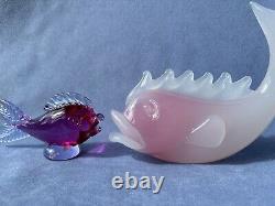 Archimede Seguso Murano Art Glass White Pink Alabastro Sfumato Fume Large Fish