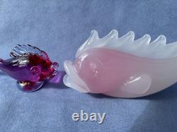 Archimede Seguso Murano Art Glass White Pink Alabastro Sfumato Fume Large Fish Archimede Seguso Murano Art Glass White Pink Alabastro Sfumato Fume Large Fish