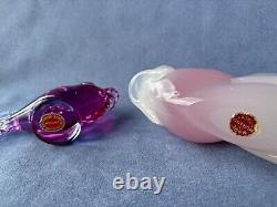 Archimede Seguso Murano Art Glass White Pink Alabastro Sfumato Fume Large Fish