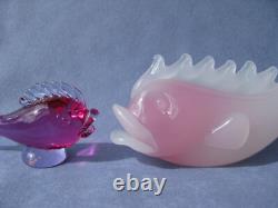 Archimede Seguso Murano Art Glass White Pink Alabastro Sfumato Fume Large Fish