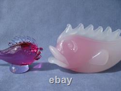 Archimede Seguso Murano Art Glass White Pink Alabastro Sfumato Fume Large Fish