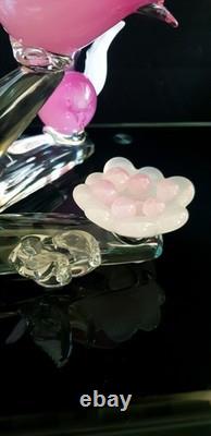 Archimede Seguso Murano Glass Pink Alabastro Birds On The Branch