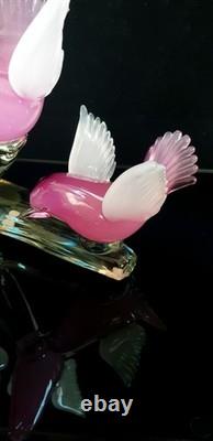 Archimede Seguso Murano Glass Pink Alabastro Birds On The Branch