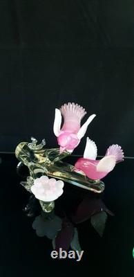 Archimede Seguso Murano Glass Pink Alabastro Birds On The Branch