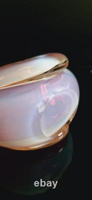 Archimede Seguso Murano Glass Pink Opaline Birds With Gold Leaves