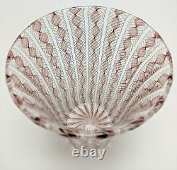 Archimede Seguso Murano Glass Vase Dusty Rose White Zanfirico Ribbons Venini