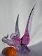 Archimede Seguso Murano Italy Art Glass Lovely Pink Lilac Bird Pheasant Tail up