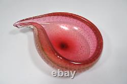 Archimede Seguso Murano Pink & Gold Dust Bullicante Bubbles Glass Bowl 1950s