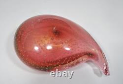 Archimede Seguso Murano Pink & Gold Dust Bullicante Bubbles Glass Bowl 1950s