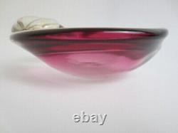 Archimede Seguso Pink with 24k gold flakes art glass Murano sommerso apple bowl