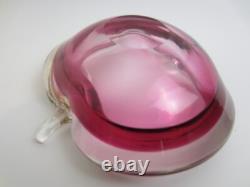 Archimede Seguso Pink with 24k gold flakes art glass Murano sommerso apple bowl