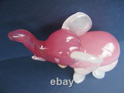 Archimede Seguso Rare Design Pink Alabastro Art Glass Elephant Seguso Label on