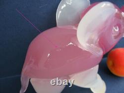 Archimede Seguso Rare Design Pink Alabastro Art Glass Elephant Seguso Label on