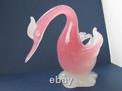 Archimede Seguso Rare Murano Art Glass Pink Alabastro Beautiful Bird Swan