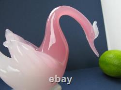Archimede Seguso Rare Murano Art Glass Pink Alabastro Beautiful Bird Swan