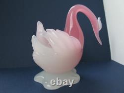 Archimede Seguso Rare Murano Art Glass Pink Alabastro Beautiful Bird Swan