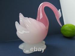 Archimede Seguso Rare Murano Art Glass Pink Alabastro Beautiful Bird Swan