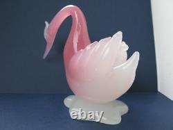 Archimede Seguso Rare Murano Art Glass Pink Alabastro Beautiful Bird Swan