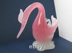 Archimede Seguso Rare Murano Art Glass Pink Alabastro Beautiful Bird Swan