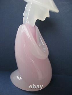 Archimede Seguso Rare Murano Art Glass Pink White Alabastro Oriental figure