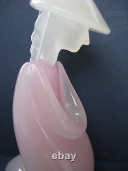 Archimede Seguso Rare Murano Art Glass Pink White Alabastro Oriental figure