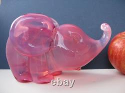 Archimede Seguso Rare Pink Opalescent Art Glass Lovely Dumbo Elephant Label on