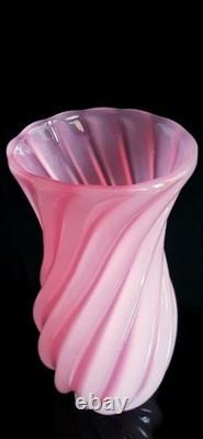 Archimede Seguso Signed Murano Glass Pink Alabastro Vase