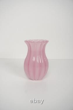 Archimede Seguso Vetro d'Arte Vetri Murano Vase Italy Ribbed 70s 80s Glass Pink