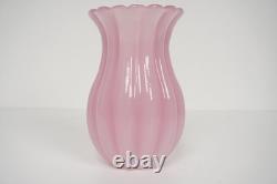 Archimede Seguso Vetro d'Arte Vetri Murano Vase Italy Ribbed 70s 80s Glass Pink