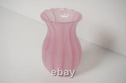 Archimede Seguso Vetro d'Arte Vetri Murano Vase Italy Ribbed 70s 80s Glass Pink