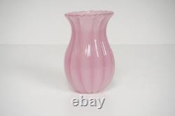 Archimede Seguso Vetro d'Arte Vetri Murano Vase Italy Ribbed 70s 80s Glass Pink