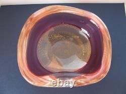 Archimede Seguso Vintage Art Glass Gold Aventurine Pink Cranberry Crystal bowl
