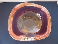 Archimede Seguso Vintage Art Glass Gold Aventurine Pink Cranberry Crystal bowl