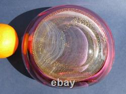 Archimede Seguso Vintage Art Glass Gold Aventurine Pink Cranberry Crystal bowl