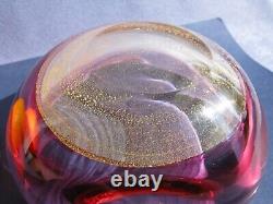 Archimede Seguso Vintage Art Glass Gold Aventurine Pink Cranberry Crystal bowl