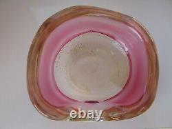 Archimede Seguso Vintage Art Glass Gold Aventurine Pink Cranberry Crystal bowl