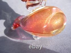 Archimede Seguso Vintage Murano Art Glass Lovely Bird Swan Pink Gold Aventurine