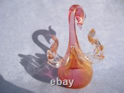 Archimede Seguso Vintage Murano Art Glass Lovely Bird Swan Pink Gold Aventurine
