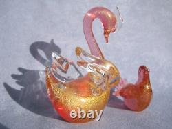 Archimede Seguso Vintage Murano Art Glass Lovely Bird Swan Pink Gold Aventurine