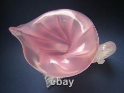 Archimede Seguso Vintage Murano Art Glass Pink Alabastro Cornucopia Shell Vase